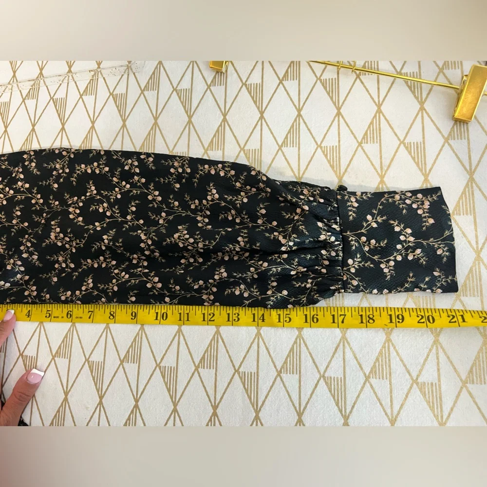 Jonathan Simkhai Hammered Silk Keyhole Tie-Front Asymmetrical Floral Dress Sz 1 - Picture 10 of 14
